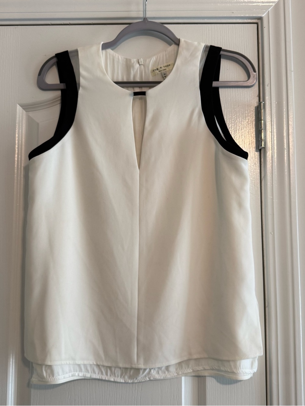 rag & bone White Sleeveless Top with Black Trim